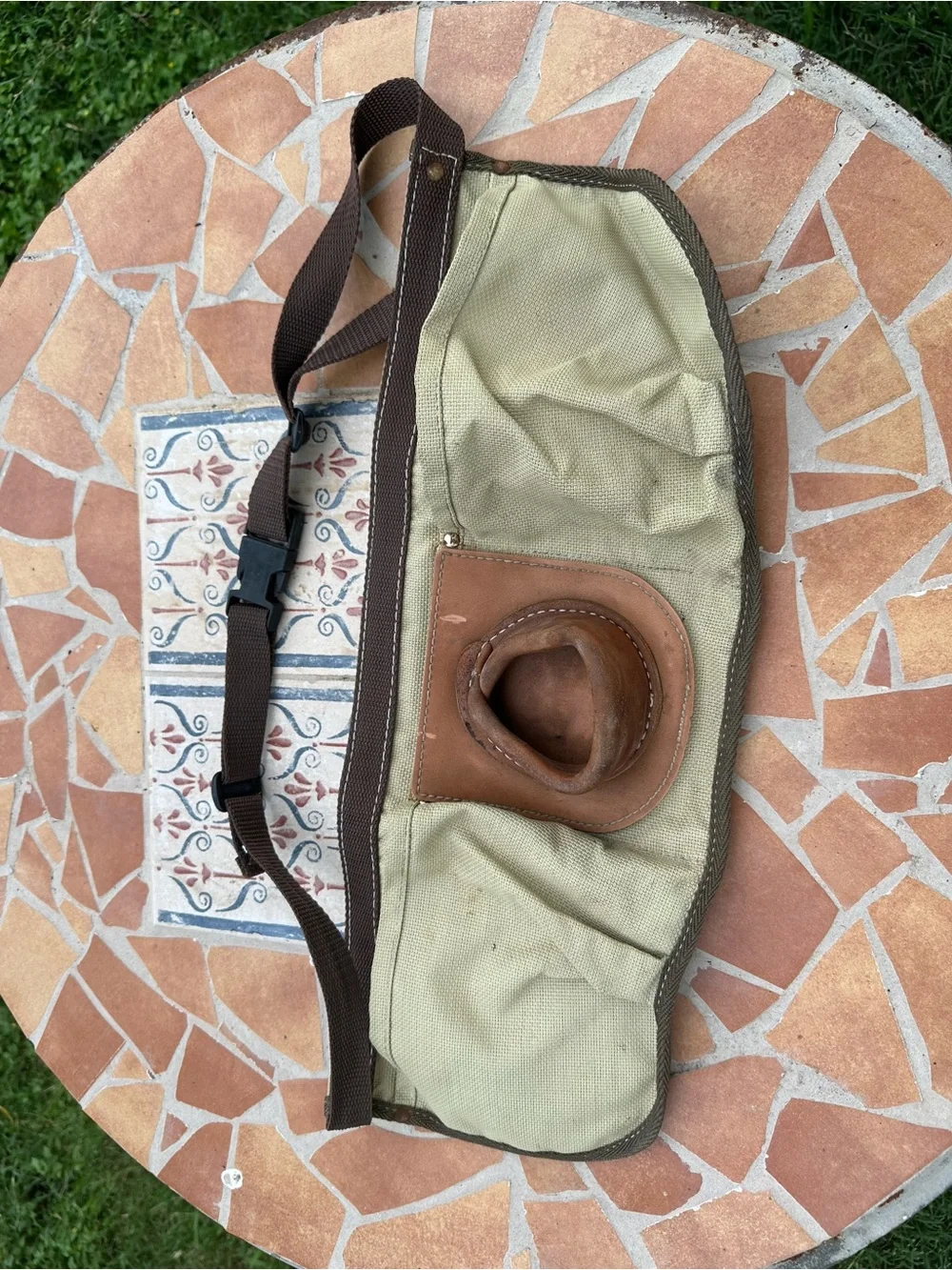Canvas and Leather Men’s Tote Bag in Olive and Brown